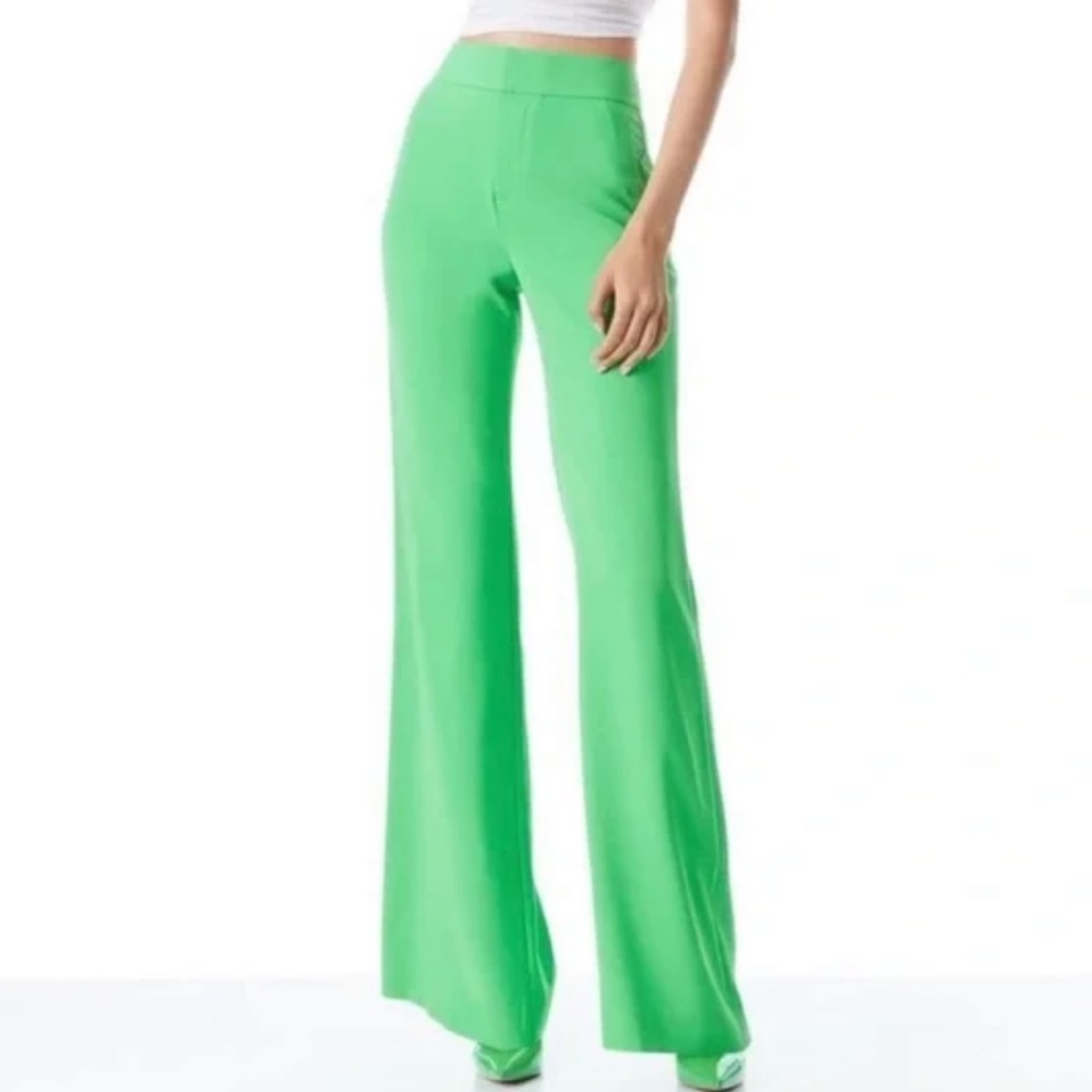 Alice and Olivia Deanna high waist flare trousers size 0 garden green NWT